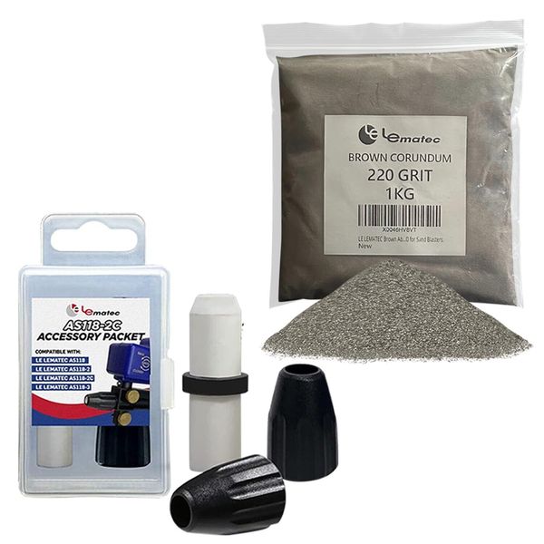 LE LEMATEC Brown Corundum Blasting Media + Accessory Kit for AS118 Sandblaste...