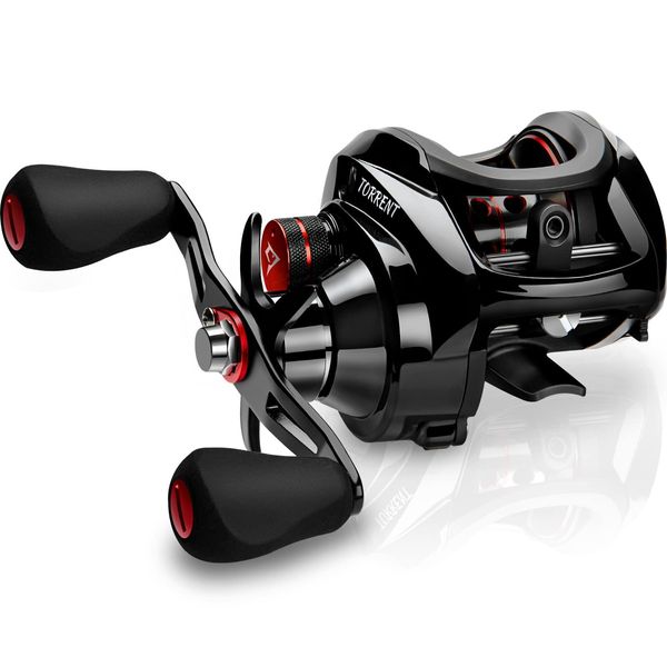 Piscifun Torrent Baitcaster Fishing Reel, 18LB Carbon Fiber Drag, Magnetic Braking System Baitcasting Reel, 7.1:1 Gear Ratio Innovative Low Profile Casting Reel, Right Handed