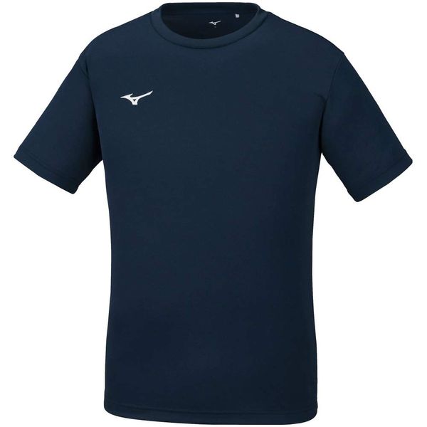 Mizuno Men's Training Wear, Short Sleeve T-Shirt, Navi Dry, U-Neck, Sweat Absorbent, Quick Drying, Inner, Underwear, dress navy/white, L