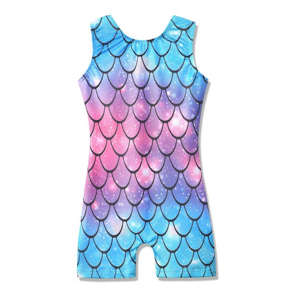 HOZIY Mermaid Gymnastics Leotards With Shorts for Little kid Girls 5t 6t Size 5-6 Years Old Unitard