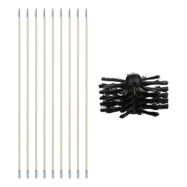 Chimney Cleaning Brush Kit 9PCS Poles with Nylon Brush Head Duct Vent A4L1