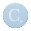 Pastel Blue, White Letter C Initial Monogram Heart PopSockets Adhesive PopGrip