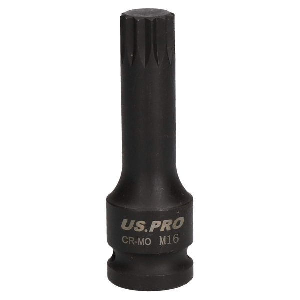 M16 x 78mm Spline Bit Triple Square Impacted Extra Long 1/2” Drive Male Socket