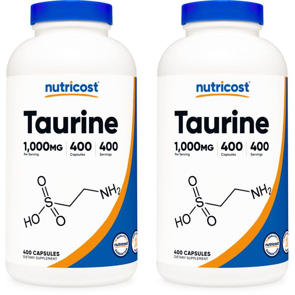 Nutricost Taurine 1000mg; 400 Capsules (2 Bottles)