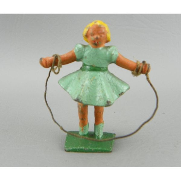 Vintage 1930's Manoil Barclay Johillco Lead Metal Jumping Rope Girl 2" Figure VG