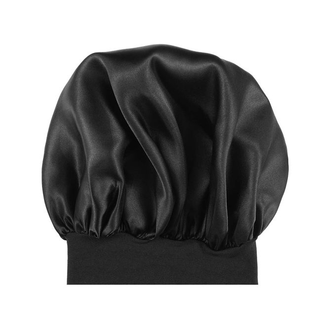 Milisten Satin Bonnet Sleep Cap Elastic Wide Band Hat Night Sleeping Head Cover for Good Sleeping - Black