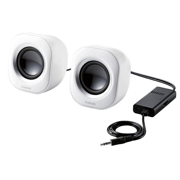 Elecom MS-P08AWH Speaker, High Output, 6 W, Compact, AC Adapter Power, White