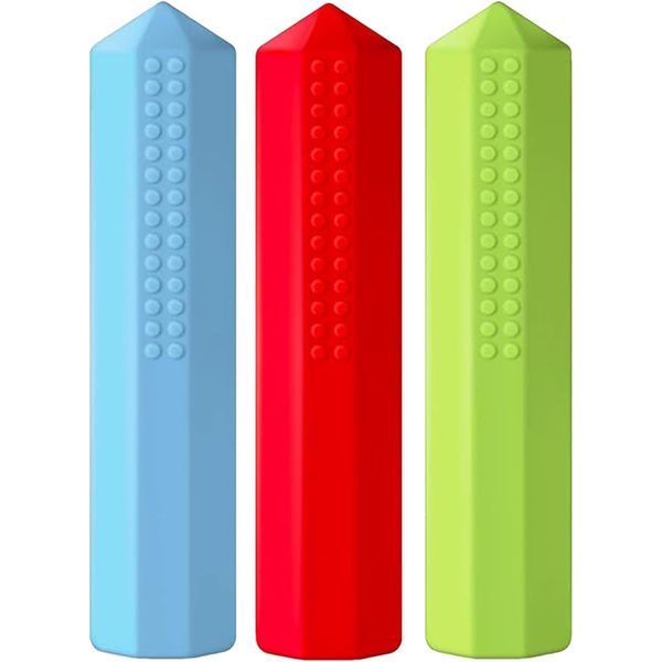 3 Pack Chewy Pencil Toppers | Colored Sensory Pencil Topper - Pencil Fidgets for Party Favors, Sensory Pencil Topper for Boys and Girls Soothers and Teethers