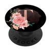 Rose Blush Pink Roses Flowers Black Monogram letter T