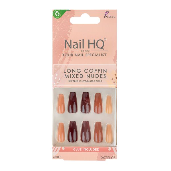 NAIL HQ Long Coffin Mixed Nudes Nails