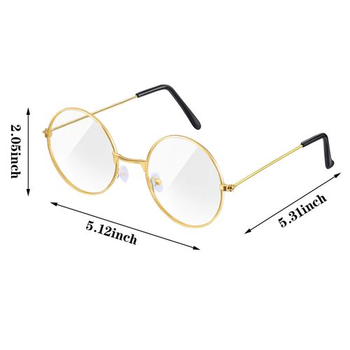Frienda 3 Pairs Old Man Costume Glasses Santa Glasses Gold Round Glasses Clear Lens Glasses for Men Women Christmas Dress Up Accessories