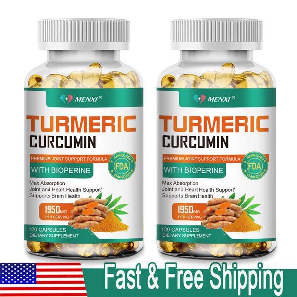 Turmeric Curcumin with BioPerine Black Pepper Extract 1950mg 2 x 120 Capsules