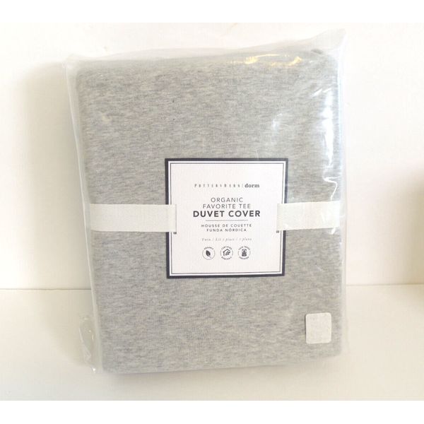 Pottery Barn Dorm Organic Favorite Tee Duvet Cover Gray Twin 100% Cotton NEW $89