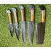 Hand forged Carbon Coated Sharp Professional Kitchen 5PC Cutlery Chef Knife Set