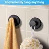 Flintronic 2PCS Black Punch-Free Suction Cup Round Seamless Clothes Hook - Adhesive Mounting