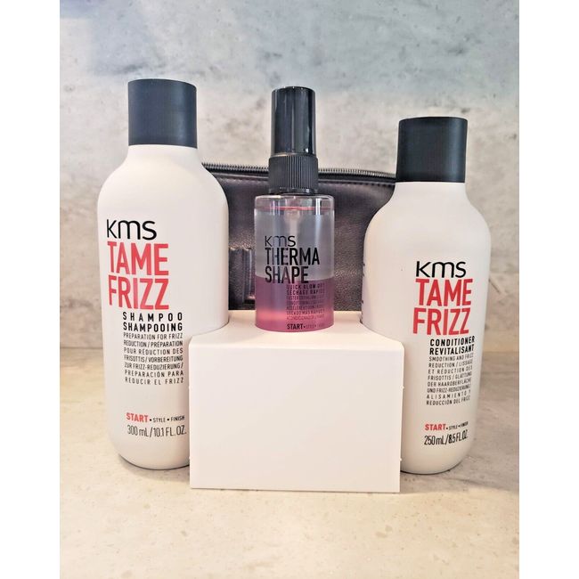 Kms Tame Frizz Shampoo 10.1 Oz/Conditioner 8.5 Oz + Quick Blow Dry Spray 2.5 Oz