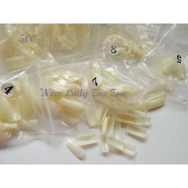 Long Natural Opaque Full Cover False Nails from Pink-Candy - 500