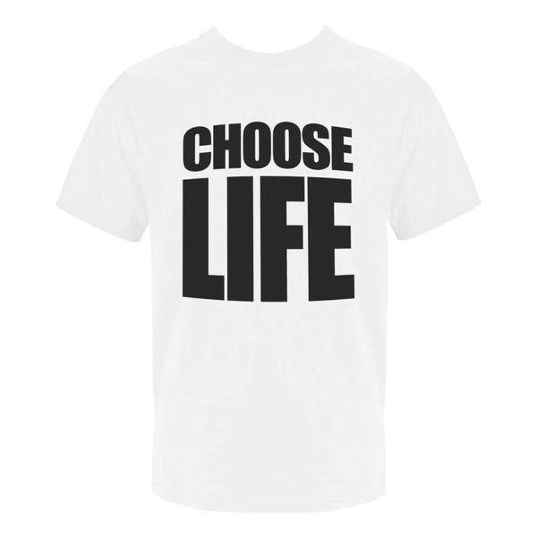 I LOVE FANCY DRESS Adults 'Choose Life' T-Shirt - Small - 1980s Slogan T-Shirt Pop Singer Shirt Eighties Throwback Party Costume White