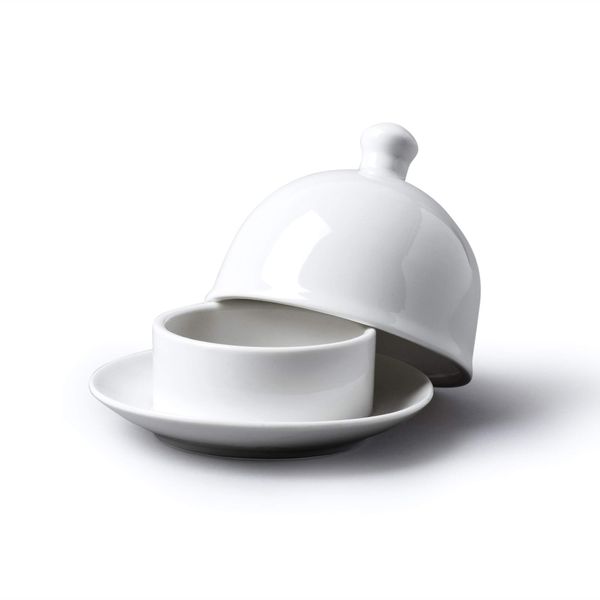 Wm Bartleet & Sons Traditional Porcelain Individual Butter Pat/ Pinch Bowl with Lid 9cm – White