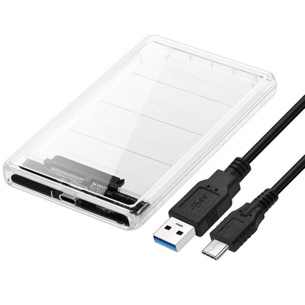ChenYang USB C to 2.5" SATA SSD HDD Tool Free Clear External Hard Disk Enclosure
