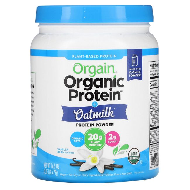 Organic Protein Powder + Oatmilk, Plant Based, Vanilla Bean, 1.05 lb (479 g)