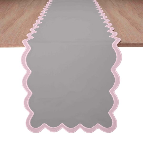 Folkulture Table Runner| 90 Inches Long Easter Table Runner| 100% Cotton Rustic Easter's Table-Decoration | Scalloped Runners' for Easter' Basket Stuffers (Lilac Mist)