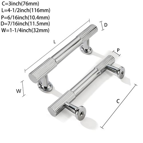 khtumeware 3 Inch Hole Center 5 Pack Polished Chrome Heavy Duty Solid Cabinet Pulls, Kitchen Drawer Handles, for Dresser cabinets, cabinets, Door cabinets, Hardware