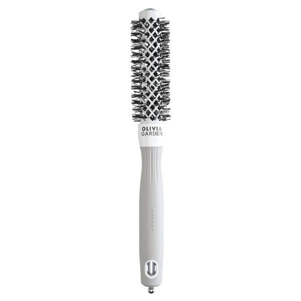 Olivia Garden Expert Blowout Shine – White & Grey - 20 - Ceramic Coated Round Brush for Smooth Blowout, Frizz-Free Hair & Radiant Shine