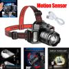 Brightest 9900000LM LED Motion Sensor Headlight USB Zoomable Headlamp Flashlight