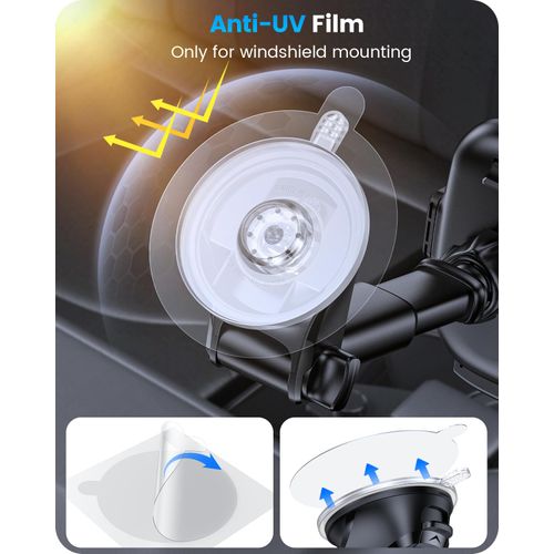 OQTIQ 3-in-1 Car Phone Mount – Dashboard, Windshield & Air Vent Holder with Strong Suction Cup, Adjustable Arm, 360° Rotation – Compatible with iPhone & Android Phones