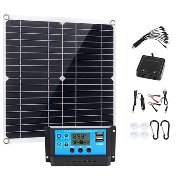 200 Watt Solar Panel Kit 12V, Dual 5V USB Outputs Solar Panel Controller Comb...