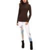 Exchic Women's Basic Long-Sleeved Slim Fit Turtleneck Sweatshirt - l