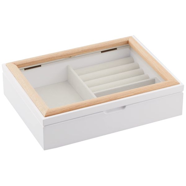 KI Japan Jewelry Storage, White, Size (W x D x H): 8.7 x 6.5 x 2.2 inches (22 x