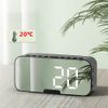Wireless Bluetooth Digital Mirror LED Alarm Clock with Speaker MP3 Player Black