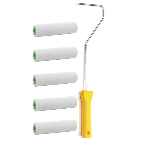 Set of 5 Replacement Roller Magic Velvet 10 cm + Paint Roller Bracket
