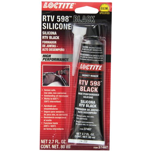 LOCTITE Black RTV 598 High Performance Silicone Gasket Maker: Sensor-Safe, Non-Corrosive, Fast Curing, High Flexibility, Oil Resistant | Black, 80 ml Tube (PN: 37467-491985)