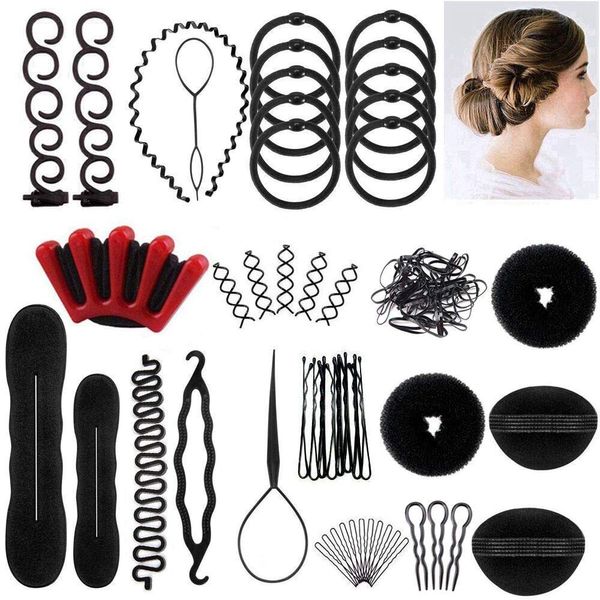 Winkeyes Hair Styling Set, Hair Design Styling Tools Accessories DIY Hair Accessories Hair Modelling Tool Kit Hairdresser Kit Set Magic Simple Fast Spiral Hair Braid Hair Braiding Tool