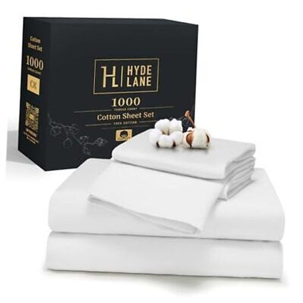 Luxury 100% Cotton Sheets Thick & Heavy for Size Bed | Queen Natural White