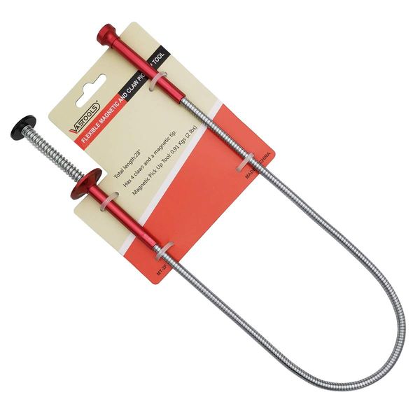 Flexibler Krallengreifer mit Magnetstab /71cm, 2-in-1 Biegsam Magnetheber, 4-Finger Greifer, Scharf Halten