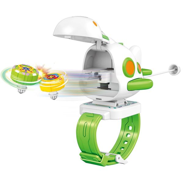 Spinning Tops Battle Set with Airplane Launcher – Wearable Watch Design, Travel-Friendly Gyro Toys for Kids Ages 6+, Novelty Spinner Tops for Gaming & Birthday Party Favors, Ideas for Boys and Girls