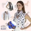 Horse Print Satin Stripe Scarf, Small White