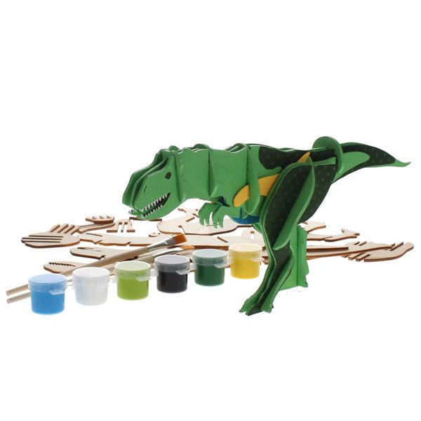 Leisure Arts - 3D Puzzle, 14 Piece kit, Wood Build It T-Rex, Wood Building Kits, DIY Wood Projects, Wooden 3D Puzzles, Wood Kits for All Ages, Wood Building Kits