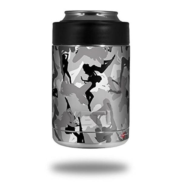 Sexy Girl Silhouette Camo Gray - Decal Style Skin Wrap fits Yeti Rambler Colster and RTIC Can (Cooler NOT Included)