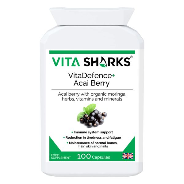 VitaDefence+ Acai Berry a Potent, Kosher, Vegan Energy Boosting AntiOxidant for Total Immunity, Body Cleanse, Detox & Natural Herbal, Gentle, Weight Loss