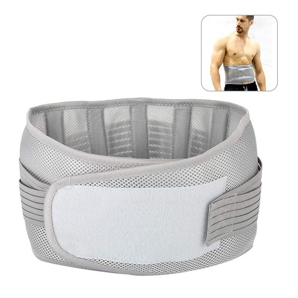 Back Support Belt, Lower Back Brace, Grey Breathable Lumbar Support Belt, Adjustable Abdominal Brace Support Belt for Waist Strain and Pain Relief (L)