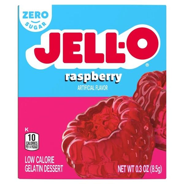 Jell-O Raspberry Sugar Free Gelatin Dessert, 0.3 Oz (4 pack)