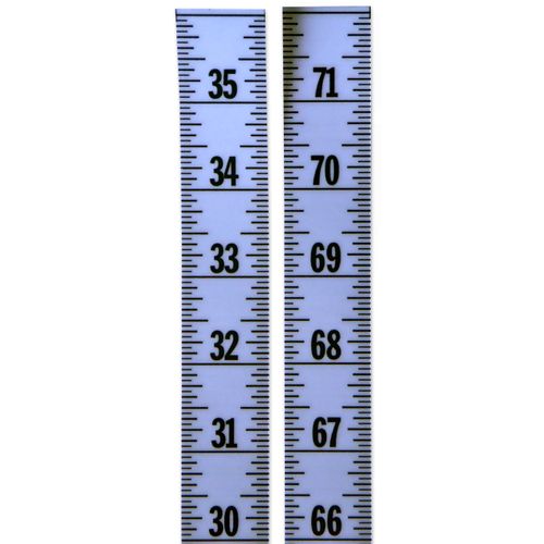 Ruler – Adhesive Backed – 1 Inch Wide X 72 Inch Long – Vertical Up – Fractional – 1/16” Grads – Silver – 2 Pieces