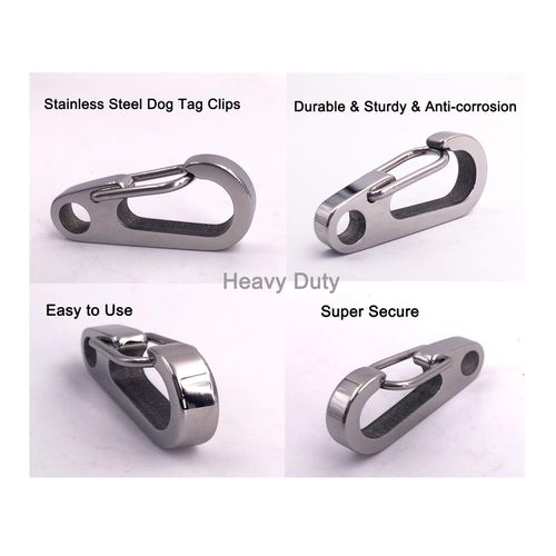 Comtim 2 Pack Dog Tag Clips, Stainless Steel Heavy Duty Quick Clips Pet ID Tag Holder for Dog/Cat Collar and Harness
