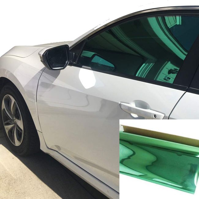 One Way Mirror Reflective Car Window Color Tint Film 10%VLT. (20" x10', Green)