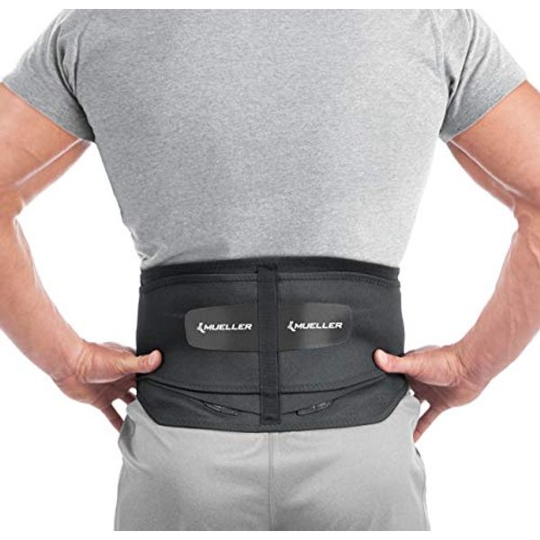 MUELLER Sports Medicine Lumbar Back Brace, Lower Back Support Belt, For Men and Women, Black, Plus Size (50-70 inches)